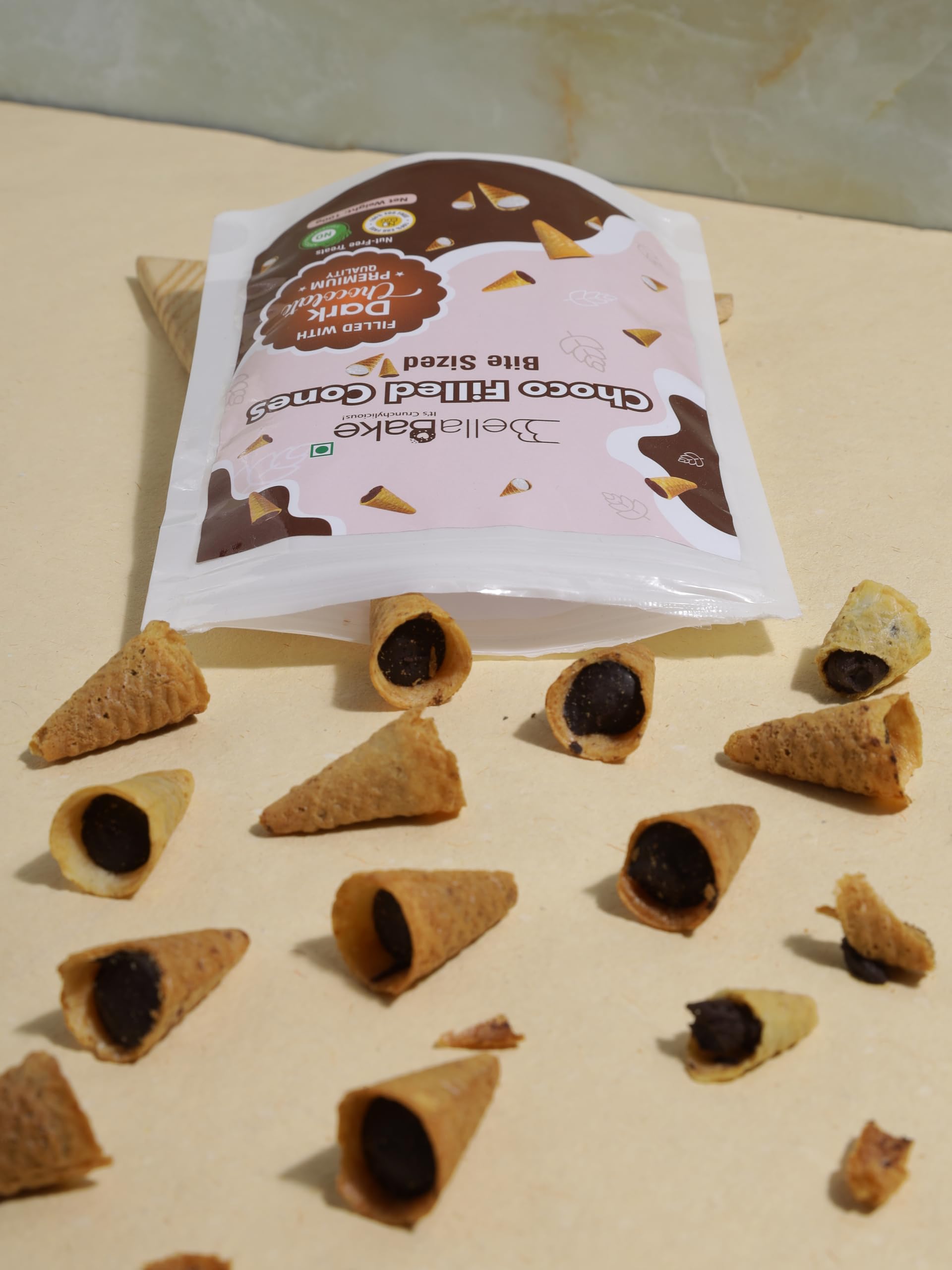Bites Sized Choco Filled Cones | Dark Chocolate Flavour