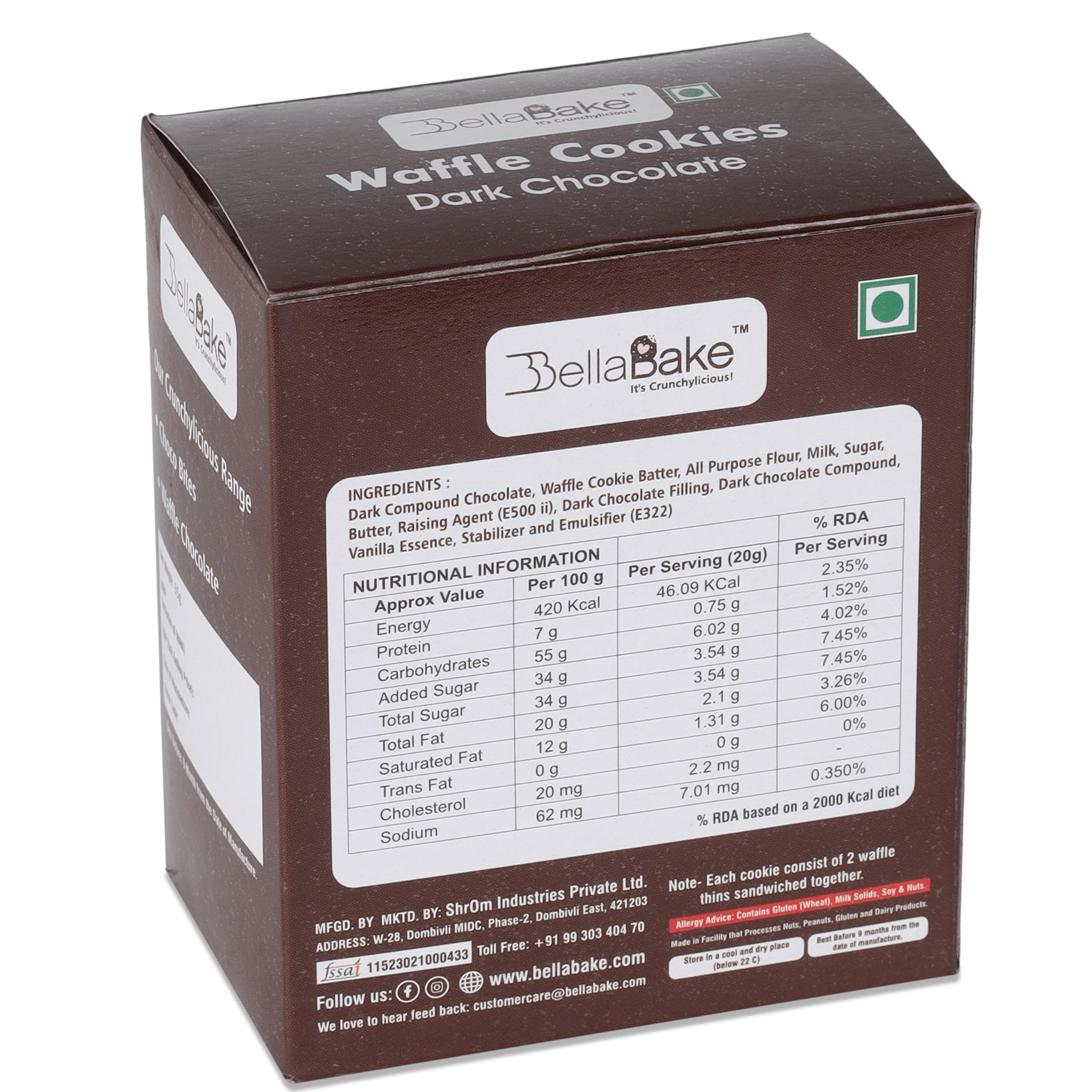 Waffle Cookies Dark-(Pack of 6 | 65 Gram)