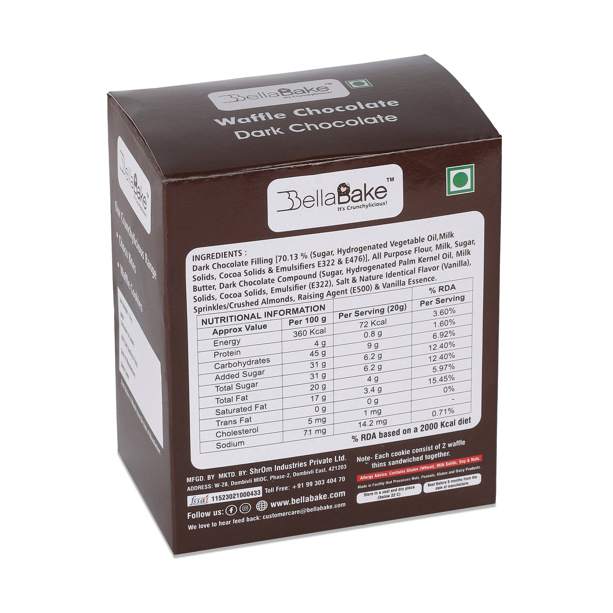 Waffle Chocolate Dark-(Pack of 6 | 120 Gram)